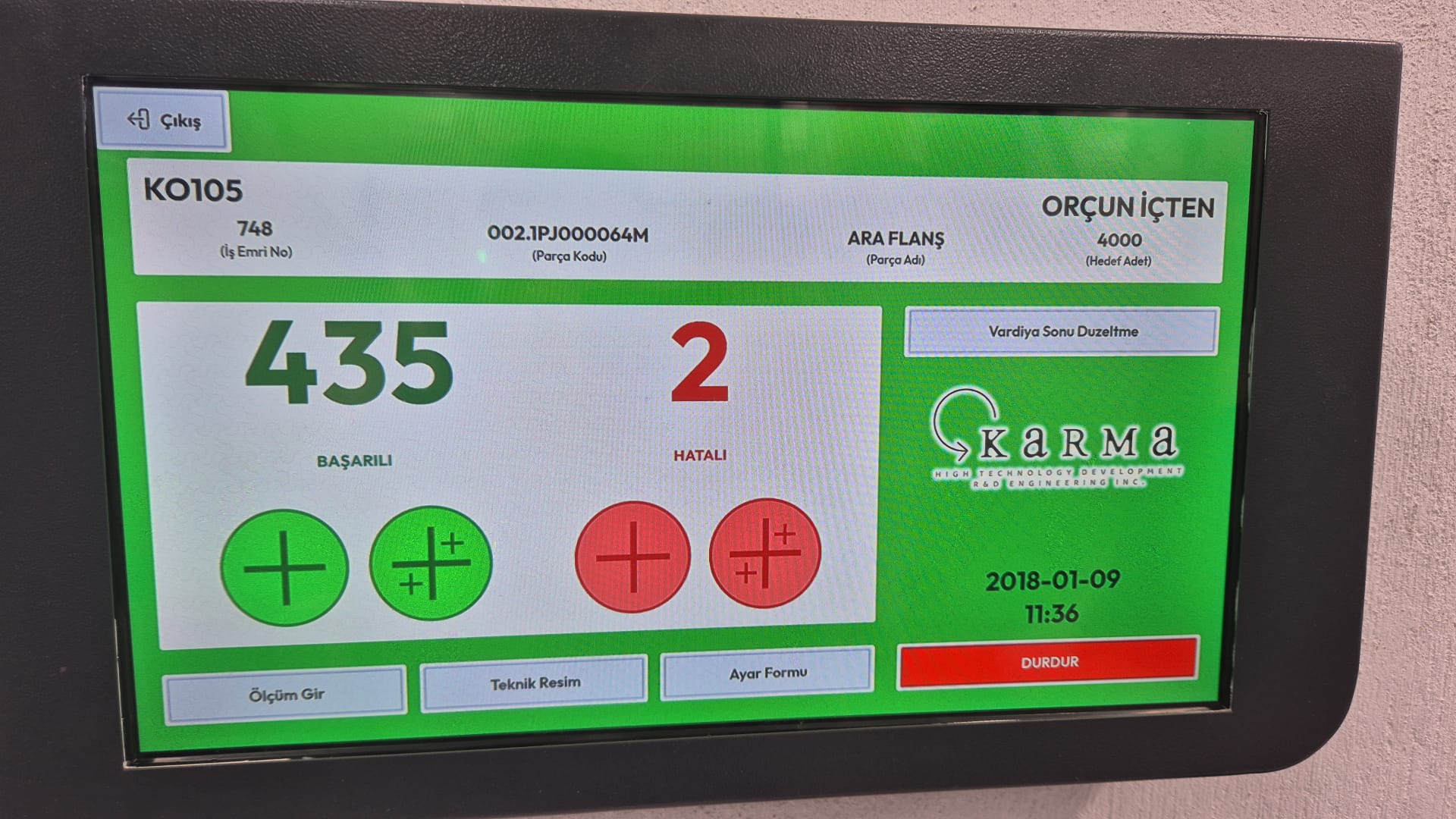 MES Yazılım Arayüzü